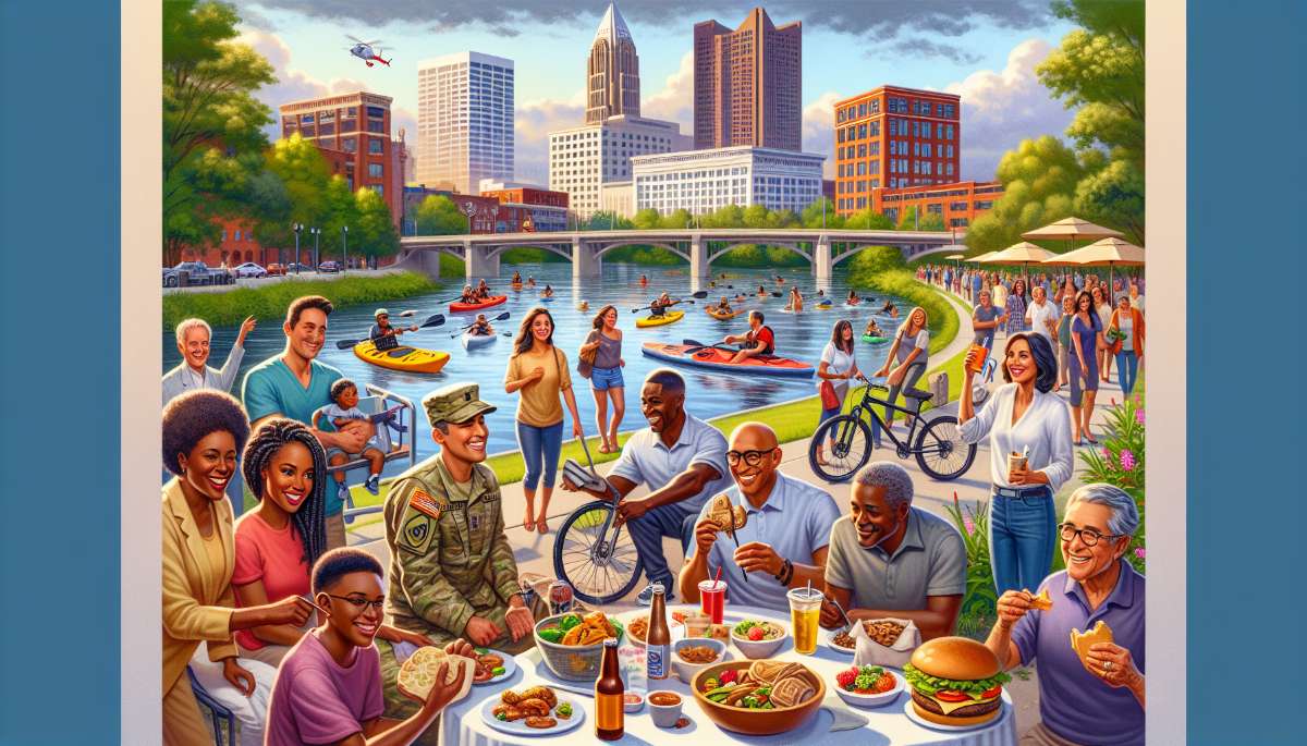 A vibrant street scene in Columbus