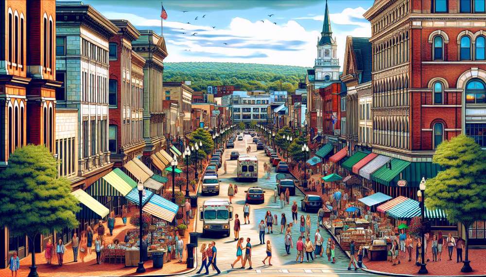 A vibrant street scene in Worcester