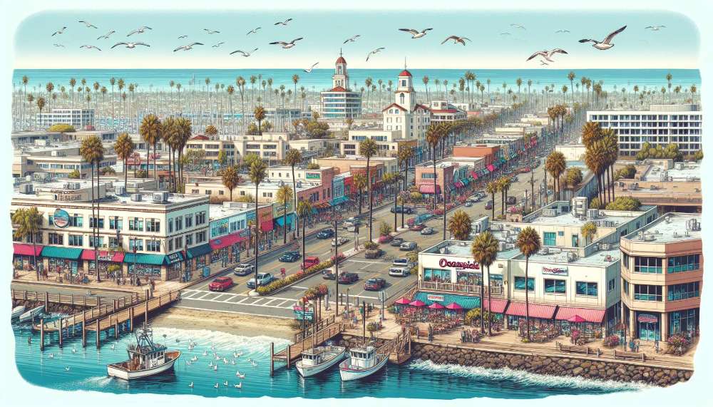 A vibrant street scene in Oceanside