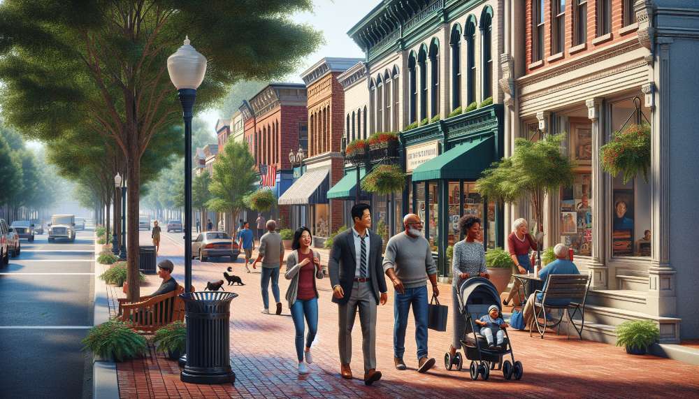 A vibrant street scene in Staunton