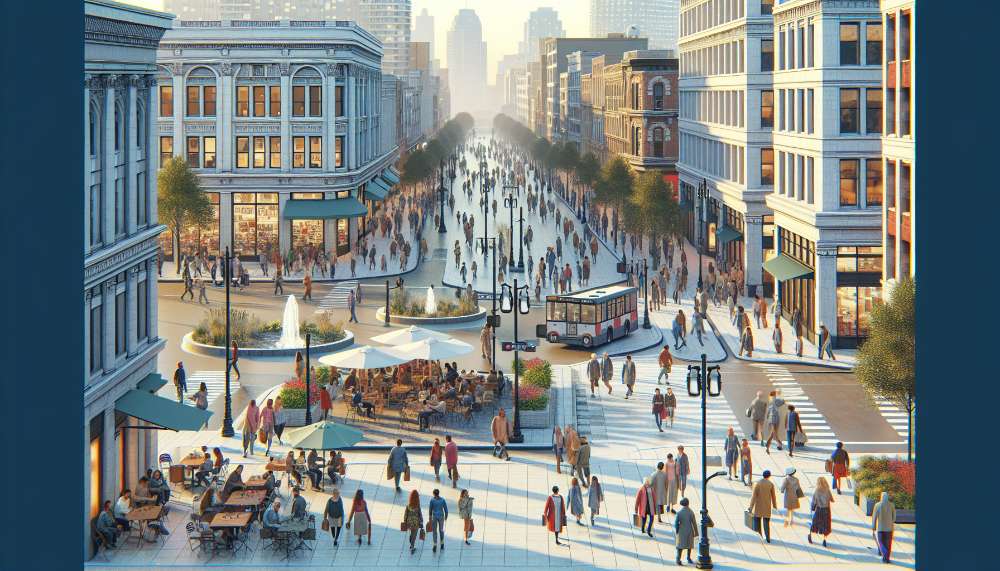 A vibrant street scene in Sharon