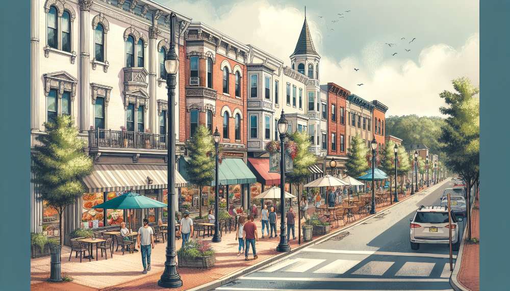 A vibrant street scene in Pleasantville