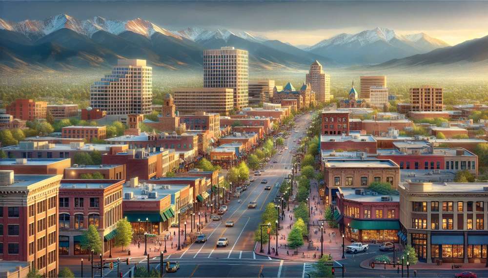A vibrant street scene in Colorado Springs