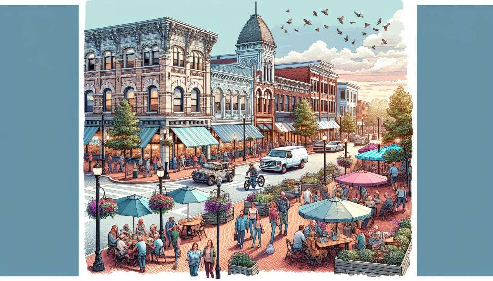 A vibrant street scene in Edwardsville