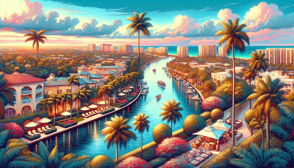 A vibrant street scene in Palm Beach Gardens