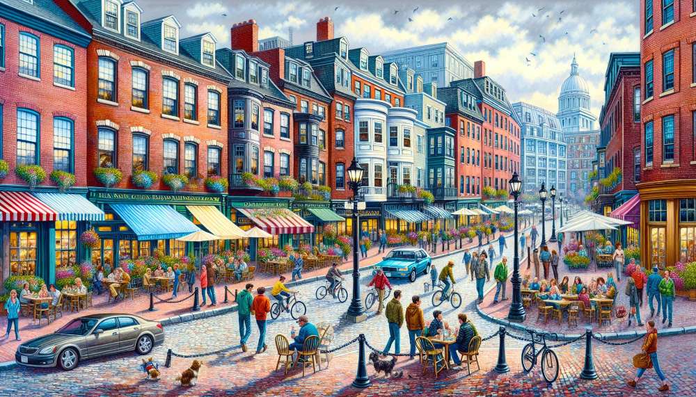 A vibrant street scene in North End