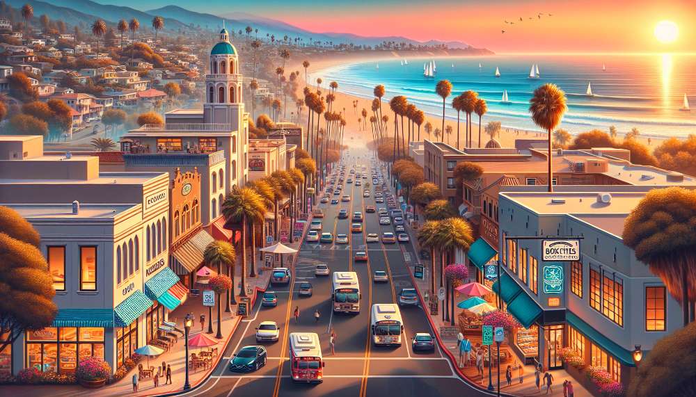 A vibrant street scene in San Clemente