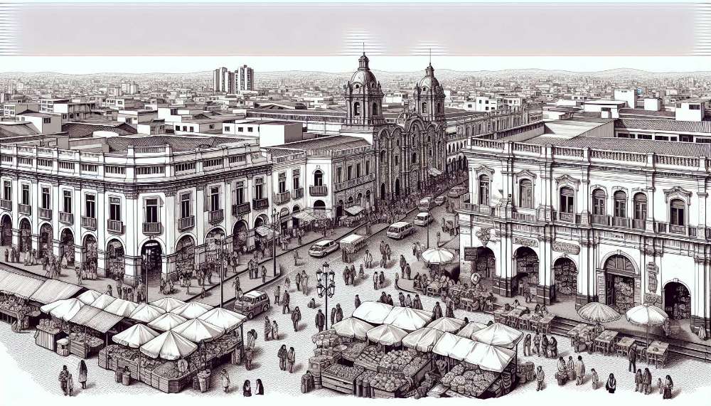 A vibrant street scene in Peru