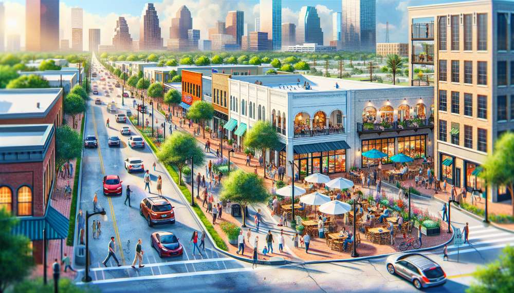 A vibrant street scene in Mill Ridge North