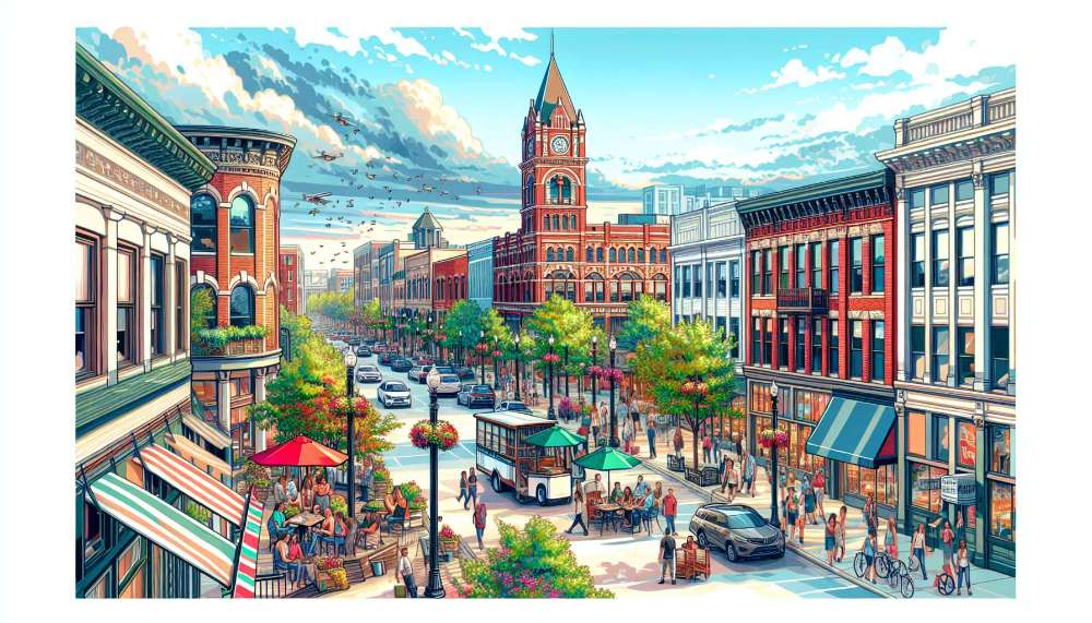 A vibrant street scene in Naperville