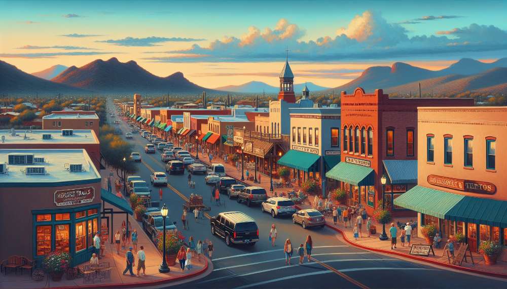 A vibrant street scene in Horseshoe Trails