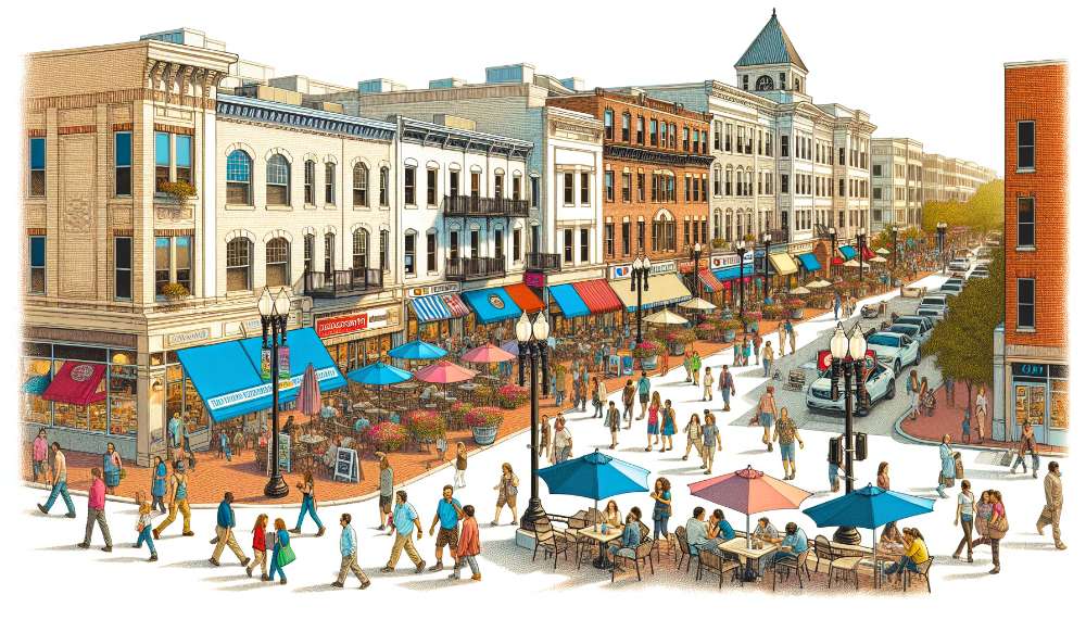 A vibrant street scene in Herndon