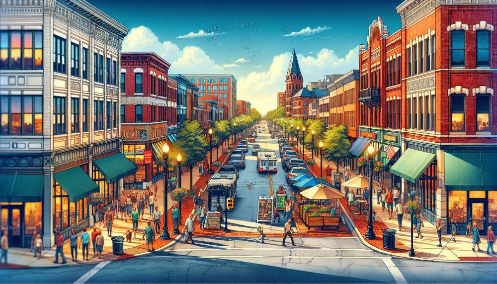 A vibrant street scene in Midtown