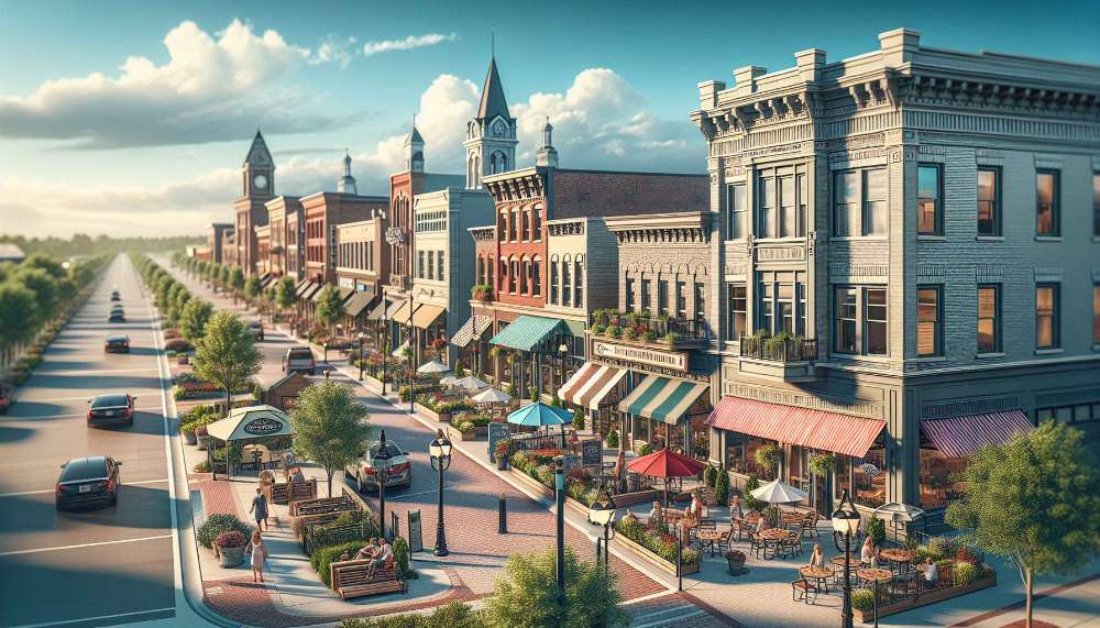 A vibrant street scene in Papillion