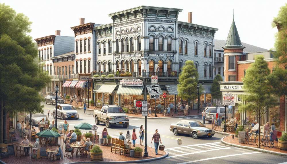 A vibrant street scene in Wappingers Falls