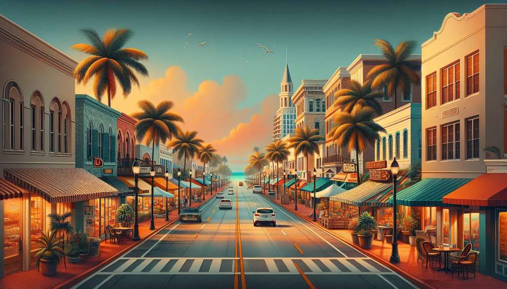 A vibrant street scene in North Palm Beach