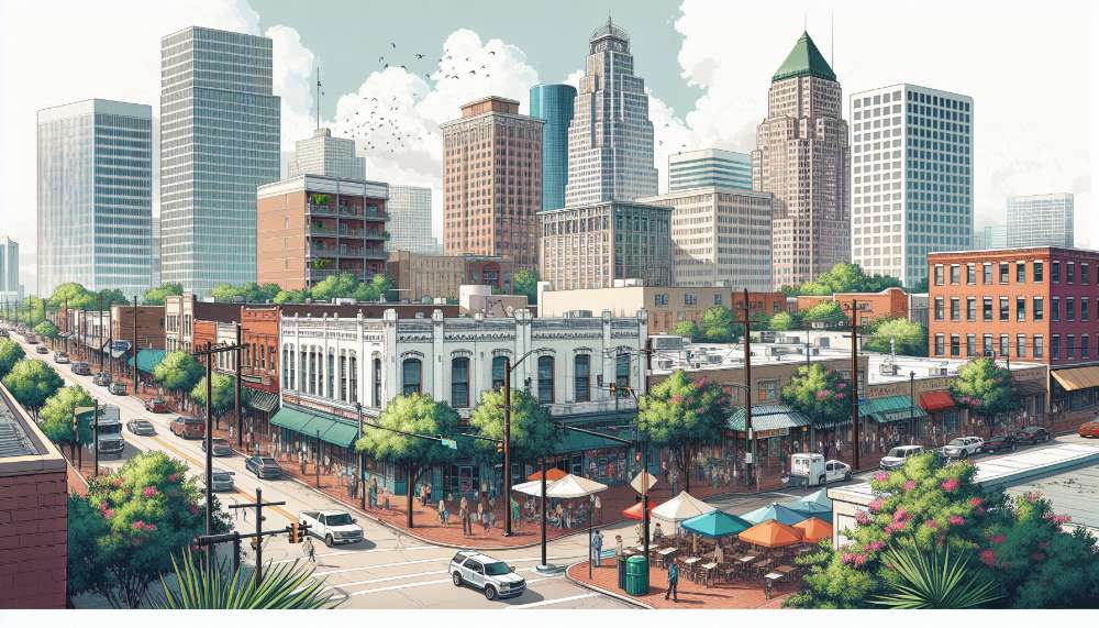 A vibrant street scene in South Side