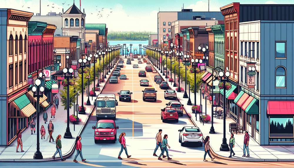 A vibrant street scene in Thunder Bay