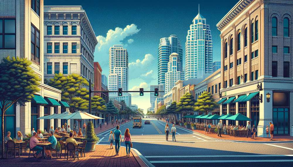 A vibrant street scene in Lake Ridge