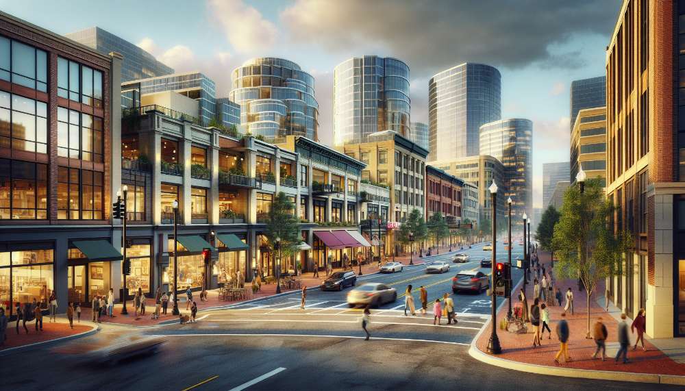 A vibrant street scene in Tysons