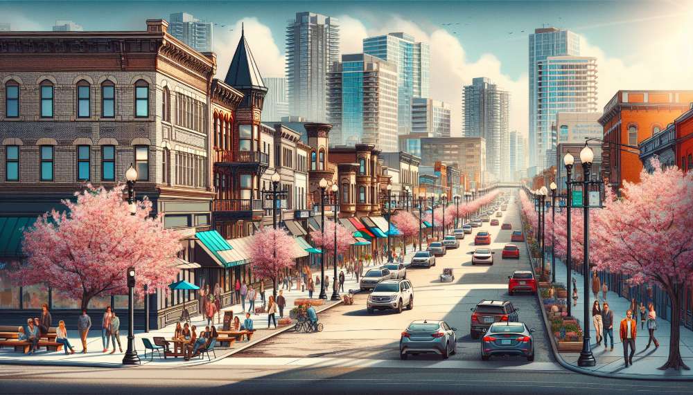 A vibrant street scene in New Brighton