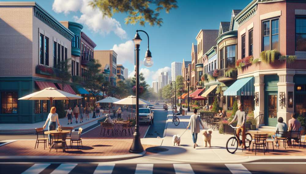 A vibrant street scene in Rancho San Rafael