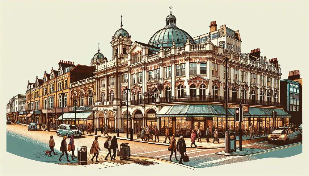 A vibrant street scene in Pimlico