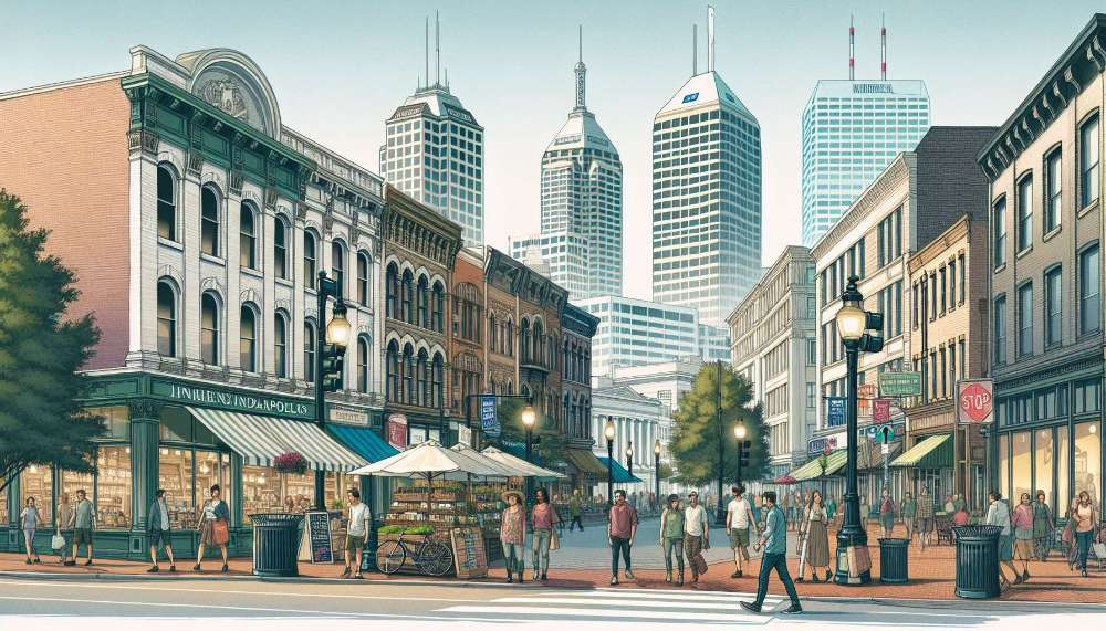 A vibrant street scene in Indianapolis