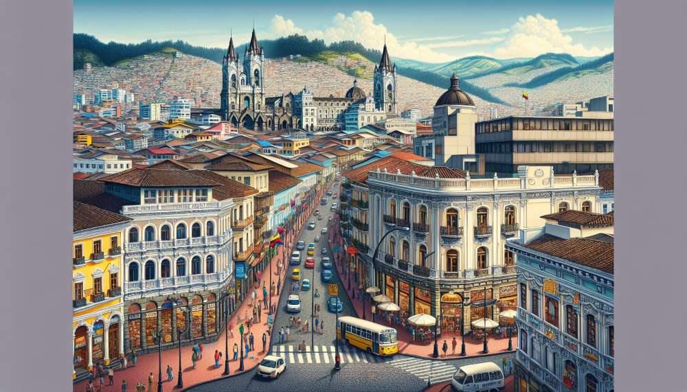 A vibrant street scene in Quito