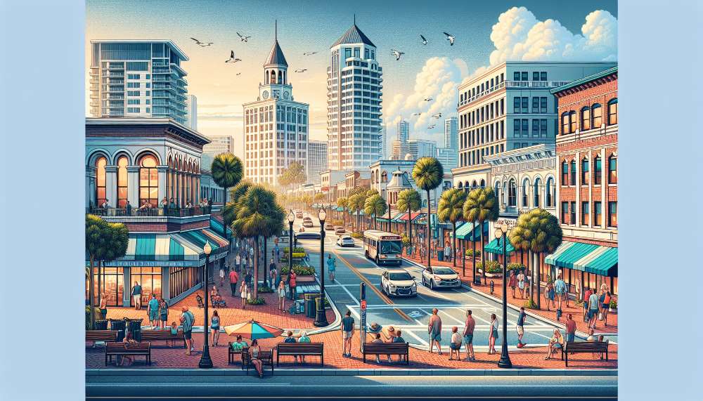 A vibrant street scene in Palm Bay