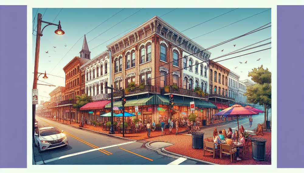 A vibrant street scene in Lafayette