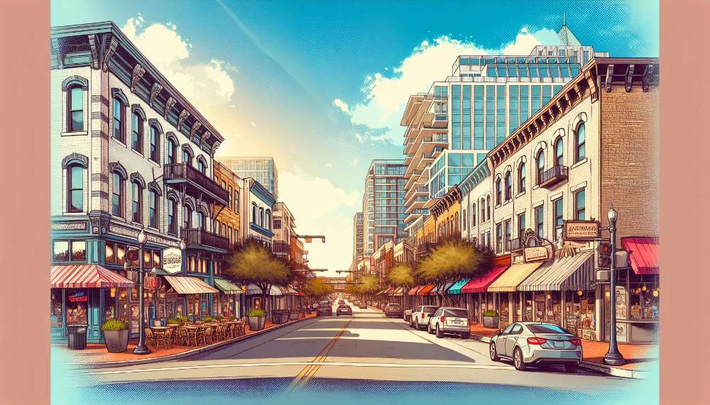A vibrant street scene in East Cesar Chavez