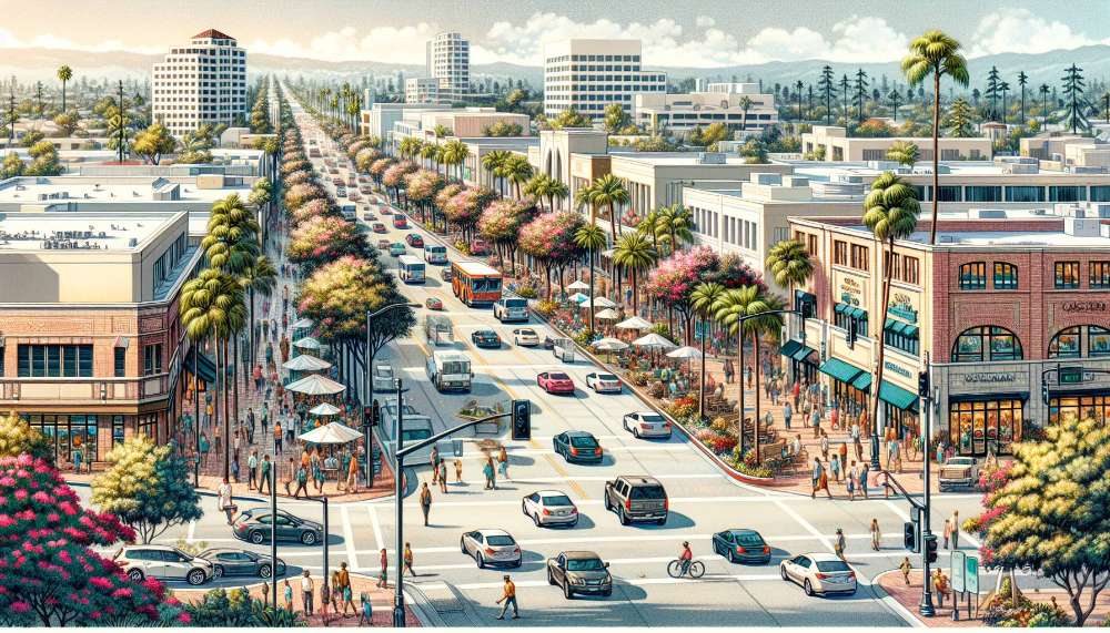 A vibrant street scene in Costa Mesa