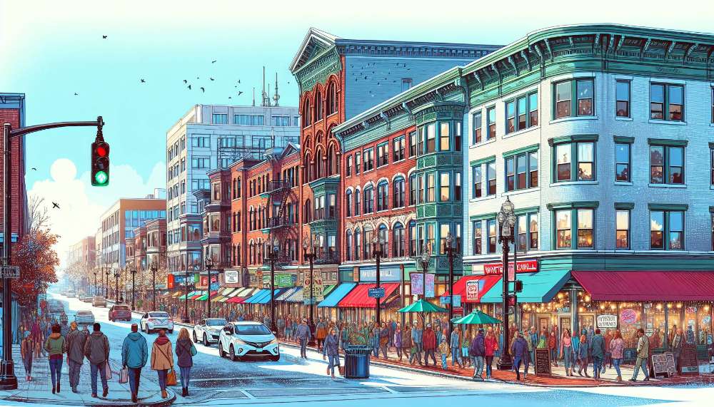 A vibrant street scene in Winter Hill