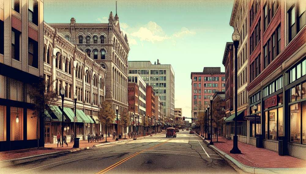 A vibrant street scene in Fitchburg