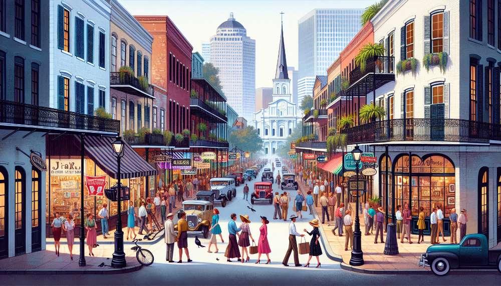 A vibrant street scene in New Orleans