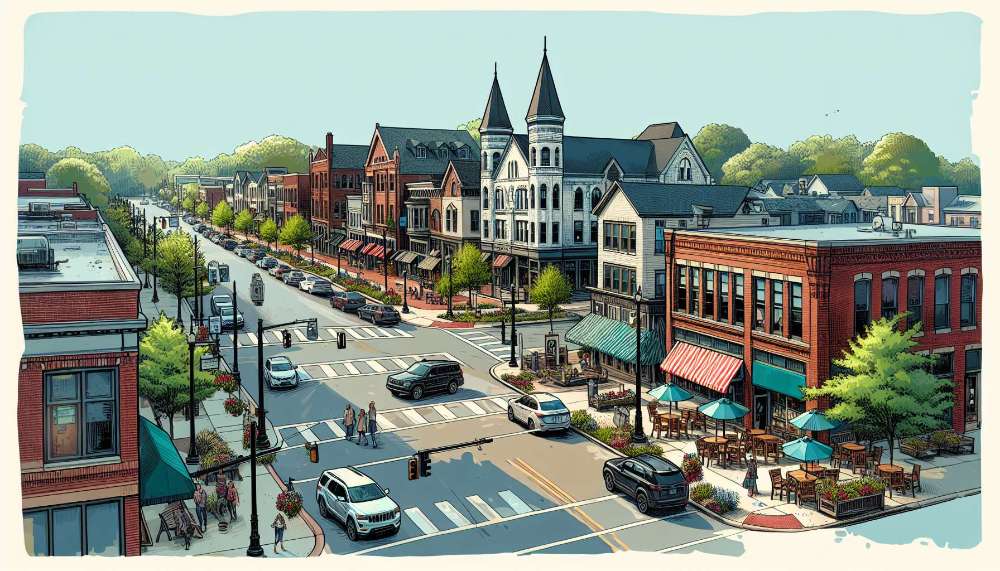 A vibrant street scene in State College