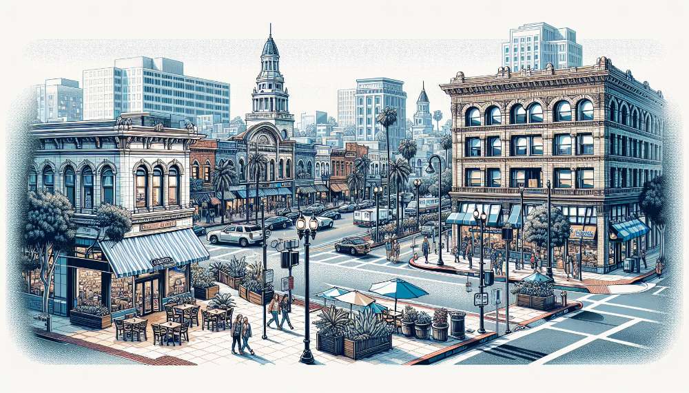 A vibrant street scene in Downtown North