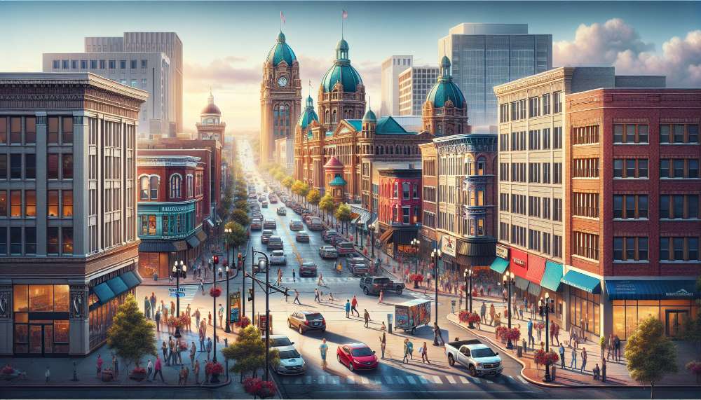 A vibrant street scene in Davenport