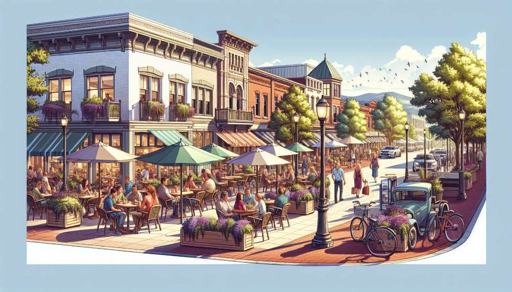 A vibrant street scene in Fort Collins