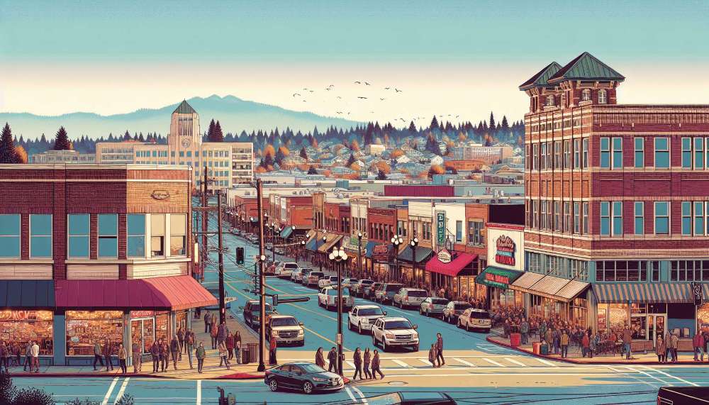 A vibrant street scene in Everett