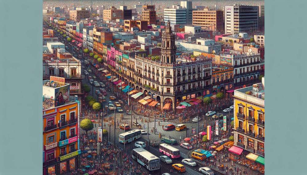 A vibrant street scene in Benito Juarez