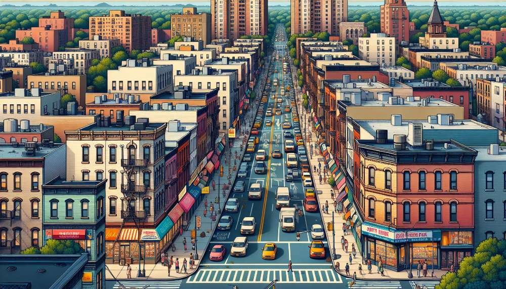 A vibrant street scene in South Ozone Park