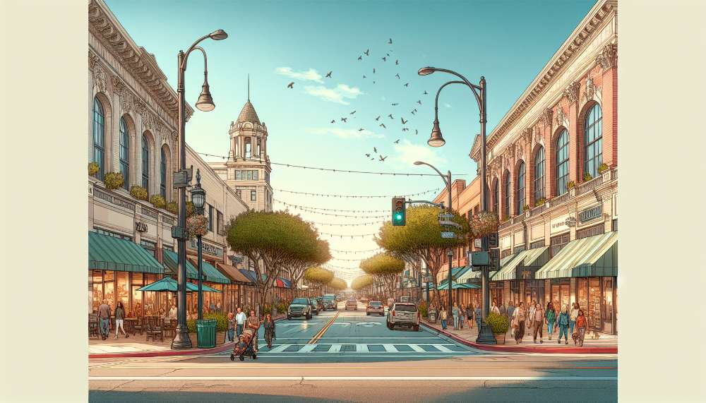 A vibrant street scene in Azusa