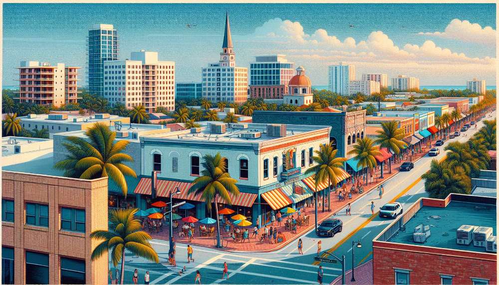 A vibrant street scene in Homestead