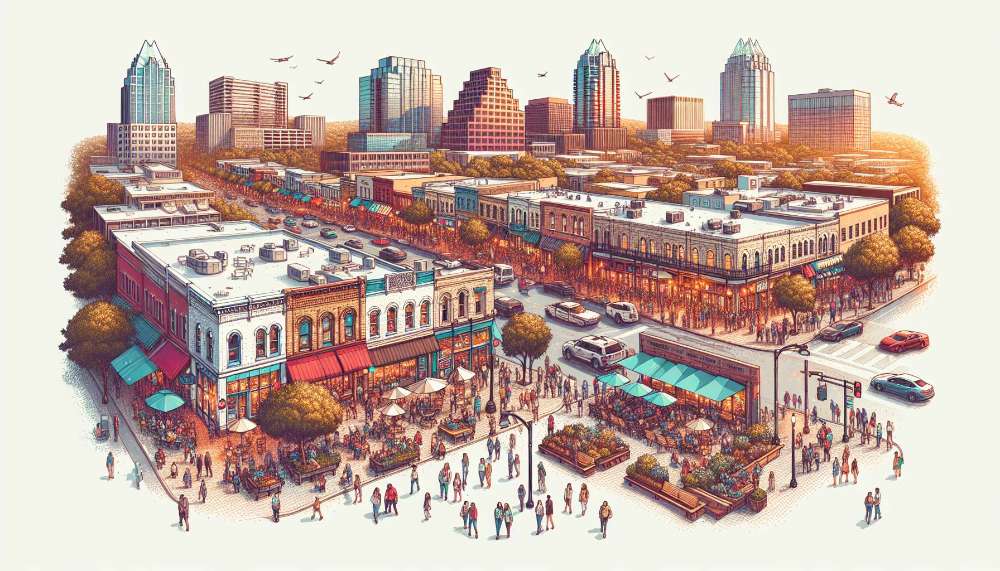 A vibrant street scene in Rosewood