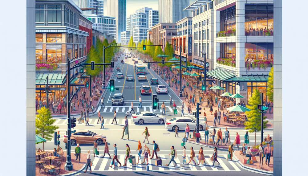 A vibrant street scene in Bellevue