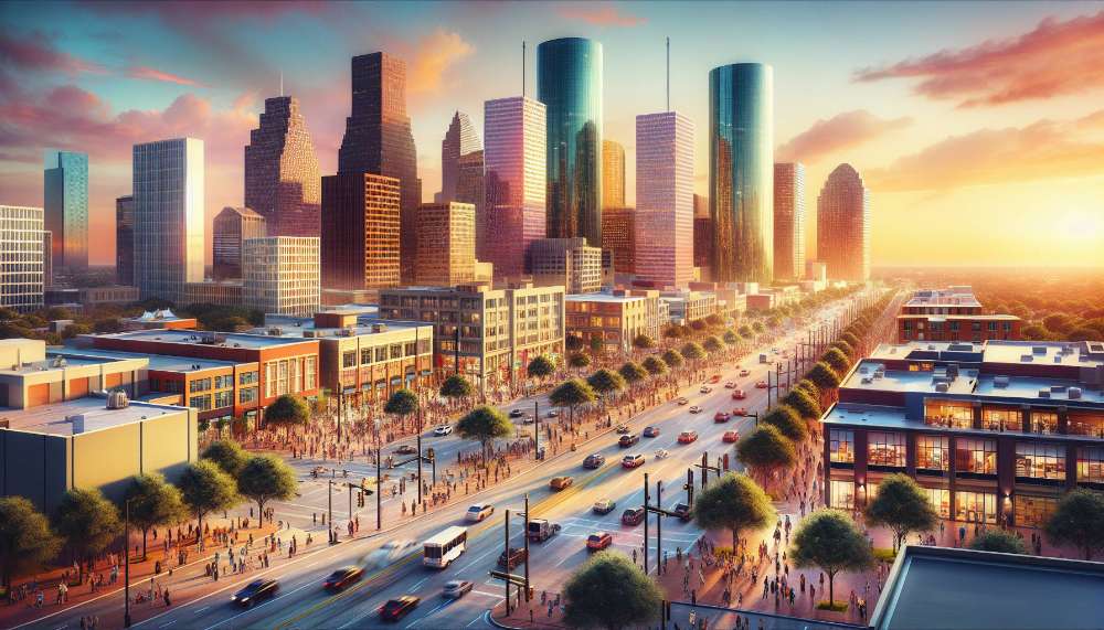 A vibrant street scene in Memorial