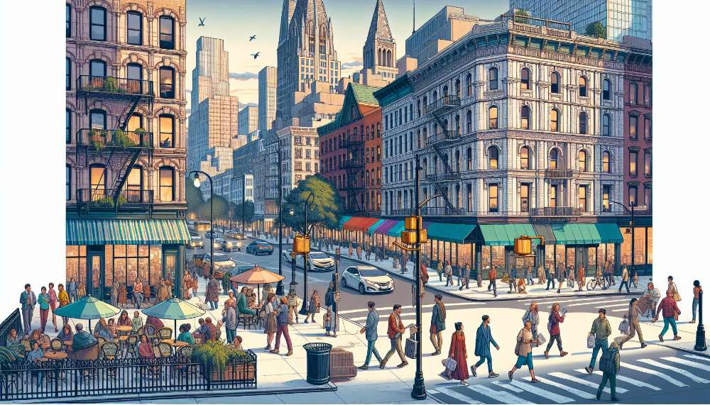 A vibrant street scene in Kips Bay