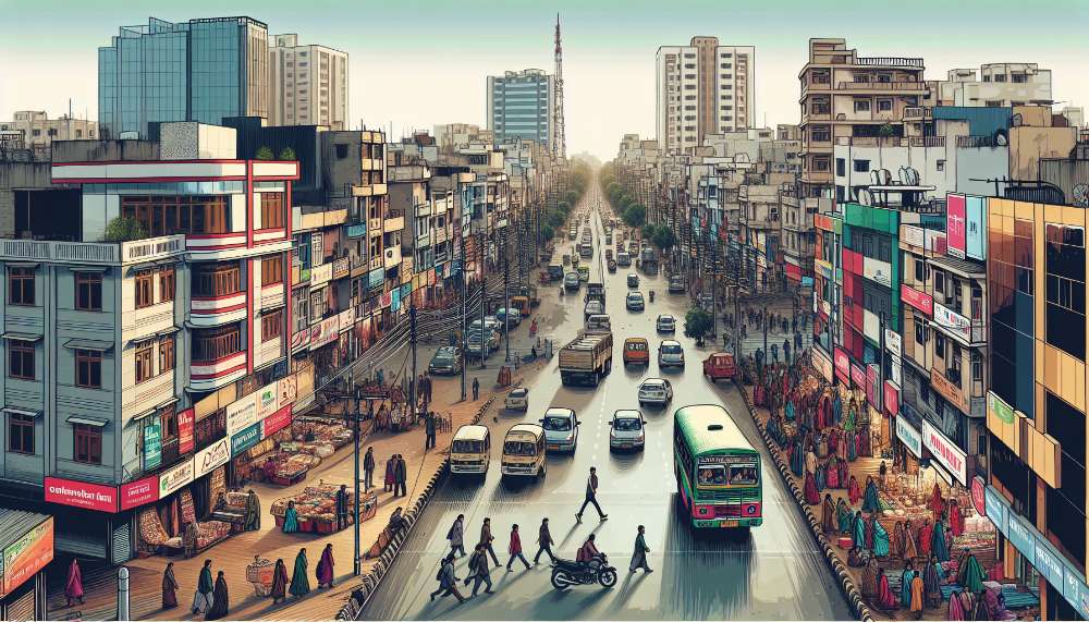 A vibrant street scene in Greater Noida